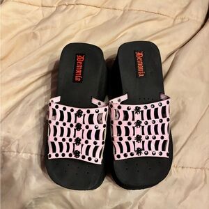 Demonia Pink Cutout Web Goth Platform Slider Sandal Women Size 7  NWB